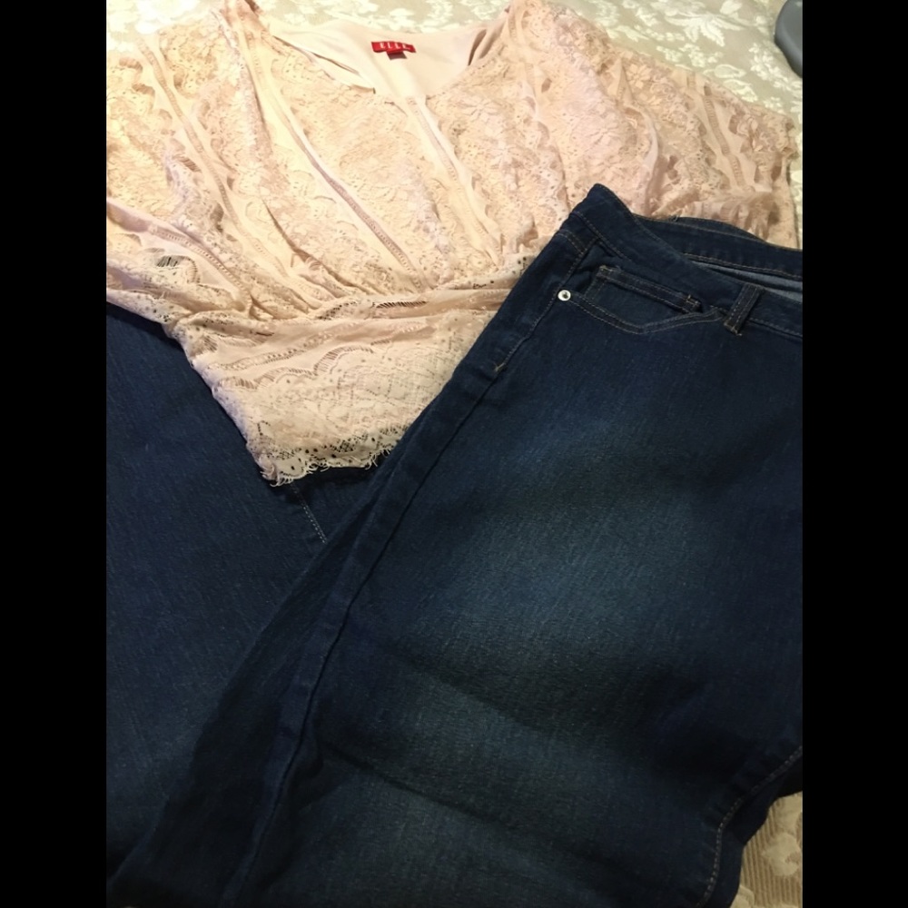 Ny & co soho sz 14 skinny jeans & el Elle lace top